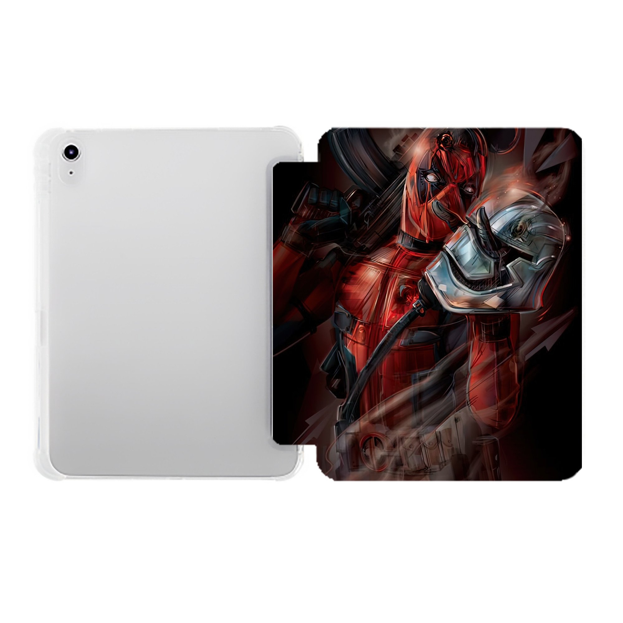 （画像用） Deadpool デッドプール IPad ケース ペン収納付き 三つ折りスタンド PUレザー×シリコン 対応機種9.5/10.5/10.9インチ